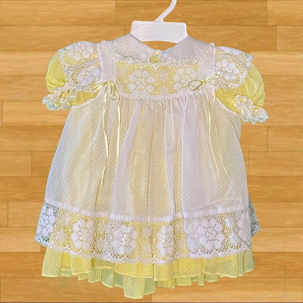 Yellow and white dress